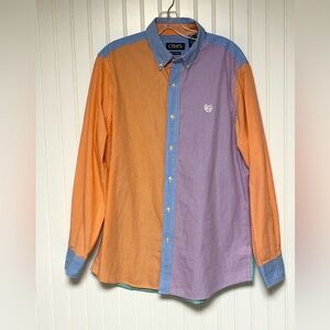 Chaps Easy Care Pastel Gingham Long Sleeve Button Down Shirt Mens Medium